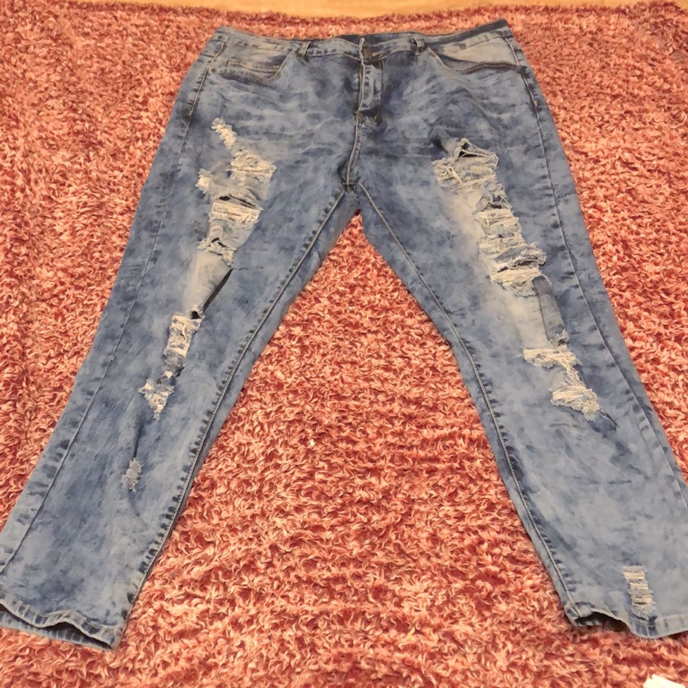 Ripped blue jeans